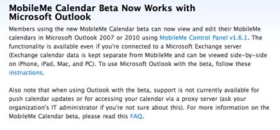 La WebApp de MobileMe Calendar será compatible con Microsoft Outlook 30