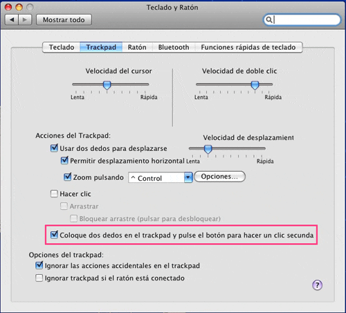 añadir botón secundario en Mac