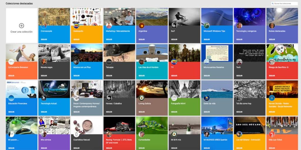 Tableros Collections en Google +
