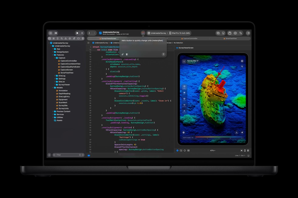 Compilación de código en Xcode en el MacBook Pro de 14 pulgadas con M6