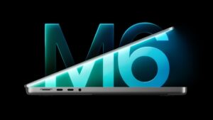 MacBook Pro de 14 pulgadas con chip M6 entreabierto