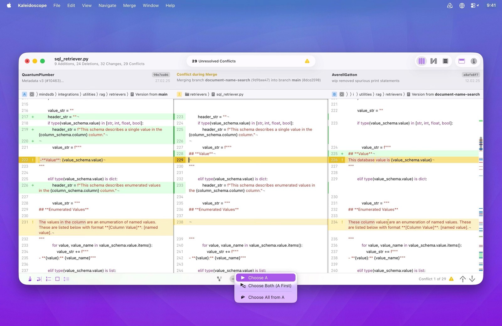 9 apps para Mac que la IA no ha conseguido sustituir 3 Kaleidoscope comparando cambios de código en macOS