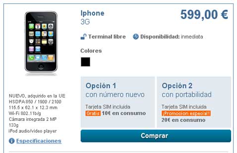 iPhone 3G Libre con Simyo