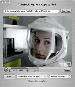 Tubesock pasa videos directamente al iPod o iPhone